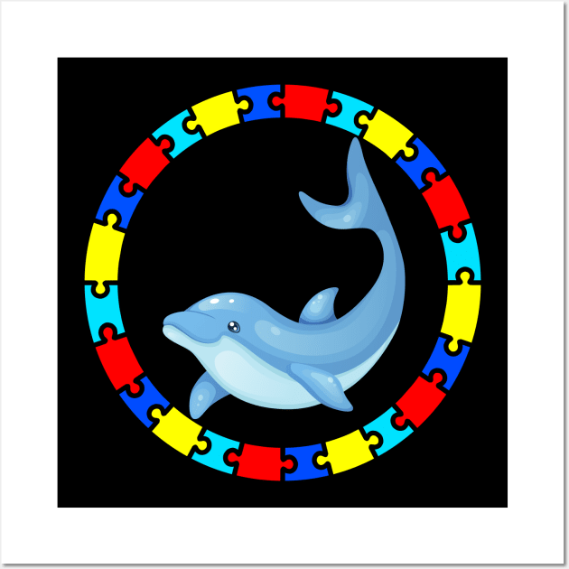 Autism Day dolphin Wall Art by teespra